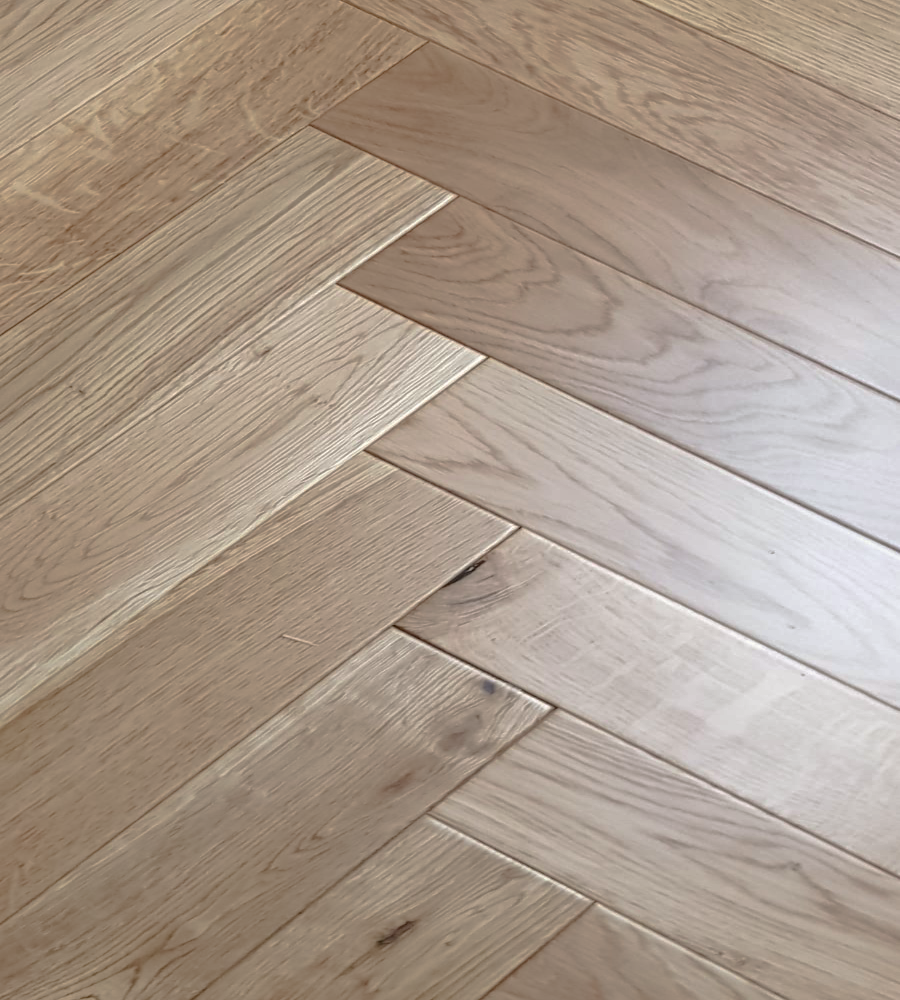 Herringbone Natural Oak Lacquered 15mm, Engineered Hardwood Parquet Flooring
